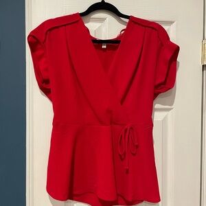 Elegant Red Wrap Top